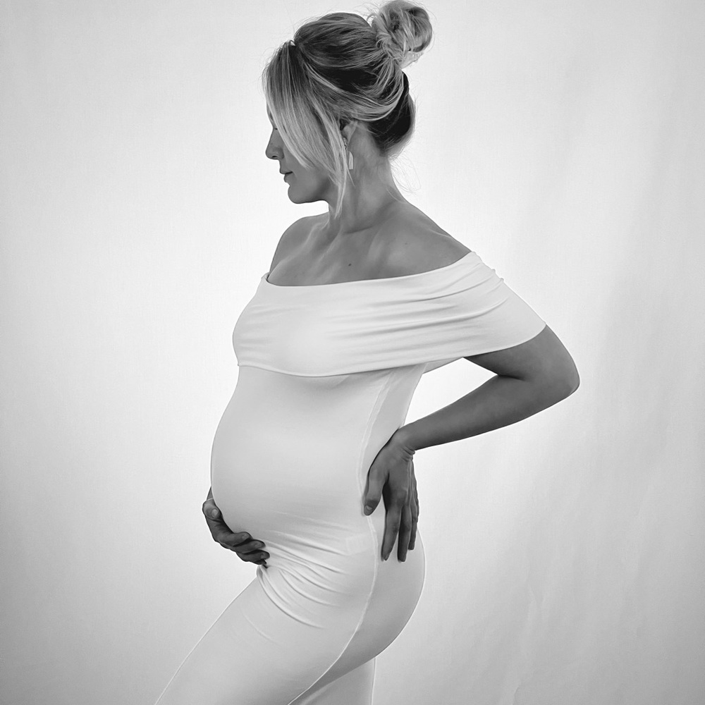 Bumpsuit white maternity dress